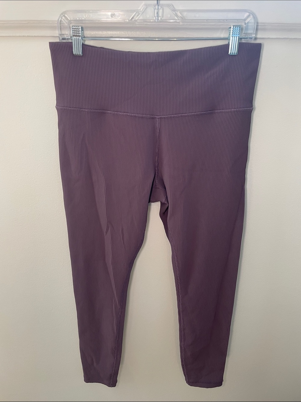 Athleta Elation Rib Tight Leggings XL Mauve Purple High Rise Athletic Yoga Pants
